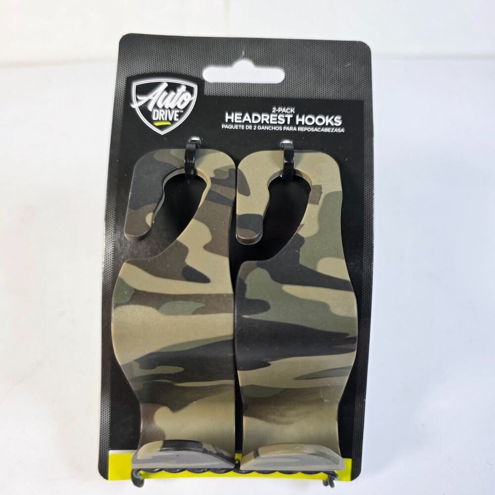 Auto Drive Camo Headrest Hooks 2 Pack Car Seat Hangers Bags Purses Multi purpose